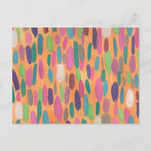 オレンジ色のブラシストロークプリント ポストカード (正面)