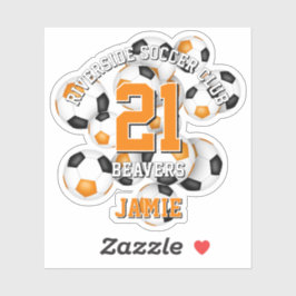 オレンジ色のブラックサッカーボールのクラスターチーム名 シール