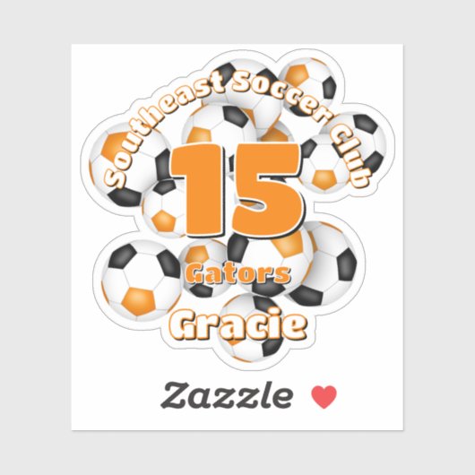 オレンジ色のブラックサッカーボールのチームカラーの群れ シール (シート)