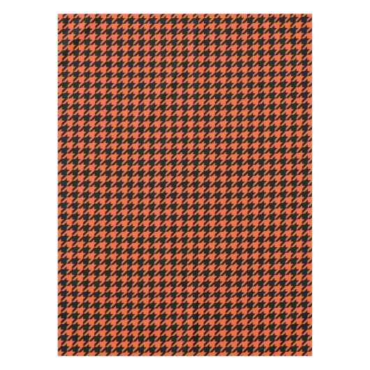 オレンジ色のブラック千鳥格子のチェック テーブルクロス (正面)