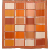 オレンジ色のブロックのシェード シャワーカーテン (正面)