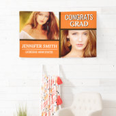 オレンジ色のブロックのモダンな写真の卒業パーティー 横断幕 (インサイチュ)