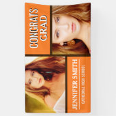 オレンジ色のブロックのモダンな写真の卒業パーティー 横断幕 (縦)