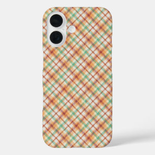 オレンジ色のプレイドiPhoneケース iPhone 16ケース