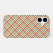 オレンジ色のプレイドiPhoneケース iPhone 16ケース (裏面横)