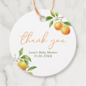 オレンジ色のベイビーシャワーの小さな天使がやってくる フェイバータグ (正面)