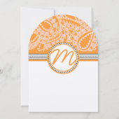 オレンジ色のペイズリー結婚式招待状（ドット付） 招待状 (裏面)