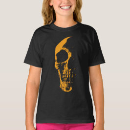 オレンジ色のペイントで創りだす輝くドクロ Tシャツ