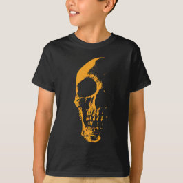オレンジ色のペイントで創りだす輝くドクロ Tシャツ