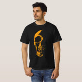 オレンジ色のペイントで創りだす輝くドクロ Tシャツ (正面フル)