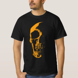 オレンジ色のペイントで創りだす輝くドクロ Tシャツ
