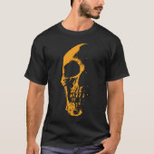 オレンジ色のペイントによるスカル創作 Tシャツ (正面)