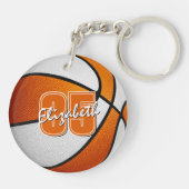 オレンジ色のホワイトスクールチームカラーズバスケットボール キーホルダー (裏面)