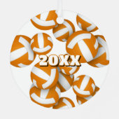 オレンジ色のホワイトバレーボールとアスリート名記念 メタルオーナメント (裏面)