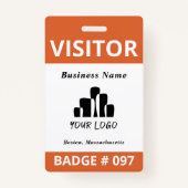 オレンジ色のホワイトビジターロゴテンプレート バッジ (正面)