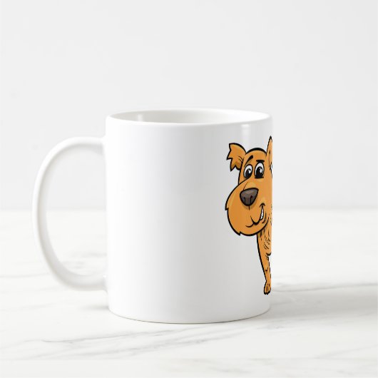 オレンジ色のボサボサの子犬 コーヒーマグカップ (左)
