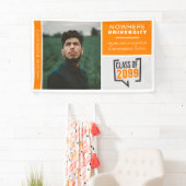 オレンジ色のボックスと写真の卒業バナー 横断幕 (インサイチュ)