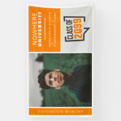 オレンジ色のボックスと写真の卒業バナー 横断幕 (縦)