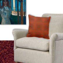 オレンジ色のボックスパターンのシェード – 装飾用クッション