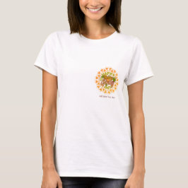 オレンジ色のボヘミアンマンダラと秋の葉のサンクスギビング Tシャツ