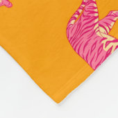 オレンジ色のボホパターはっきりしたンにホットピンクタイガー フリースブランケット (角)