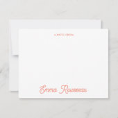 オレンジ色のボホワイルドフラワーパターンのスクリプトノート ノートカード (正面)