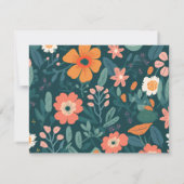 オレンジ色のボホワイルドフラワーパターンのスクリプトノート ノートカード (裏面)