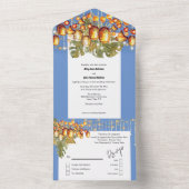 オレンジ色のボホ離れーイランタン オールインワン招待状 (内側)