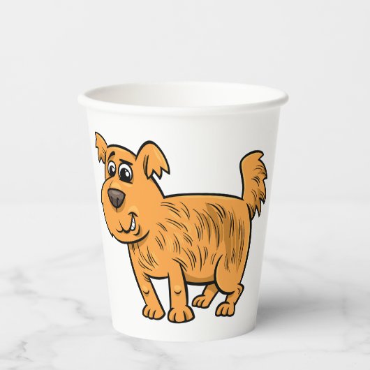 オレンジ色のボロボロの子犬 紙コップ (正面)