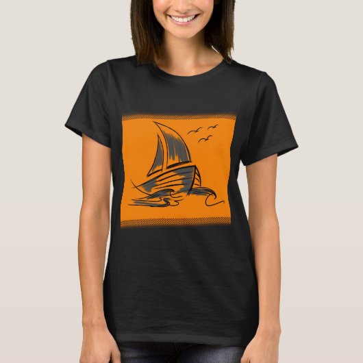 オレンジ色のボート Tシャツ (正面)
