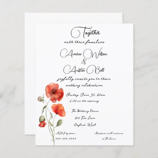 オレンジ色のポピーなミニマリスト (正面/裏面)