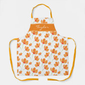 オレンジ色のポピーのパターン エプロン (正面)