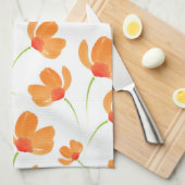オレンジ色のポピーのパターン キッチンタオル (四つ折り)