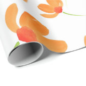 オレンジ色のポピーのパターン ラッピングペーパー (ロールコーナー)