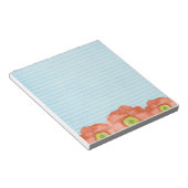 オレンジ色のポピーの水彩フラワーライトブルー裏地 ノートパッド (アングル)