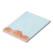 オレンジ色のポピーの水彩フラワーライトブルー裏地 ノートパッド (回転)