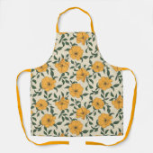 オレンジ色のポピーの花柄 エプロン (正面)