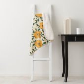 オレンジ色のポピーの花柄 シェルパブランケット (インサイチュ)