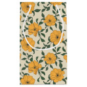 オレンジ色のポピーの花柄 スモールペーパーバッグ (裏面)