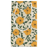 オレンジ色のポピーの花柄 スモールペーパーバッグ (正面)