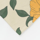 オレンジ色のポピーの花柄 フリースブランケット (角)