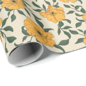 オレンジ色のポピーの花柄 ラッピングペーパー (ロールコーナー)