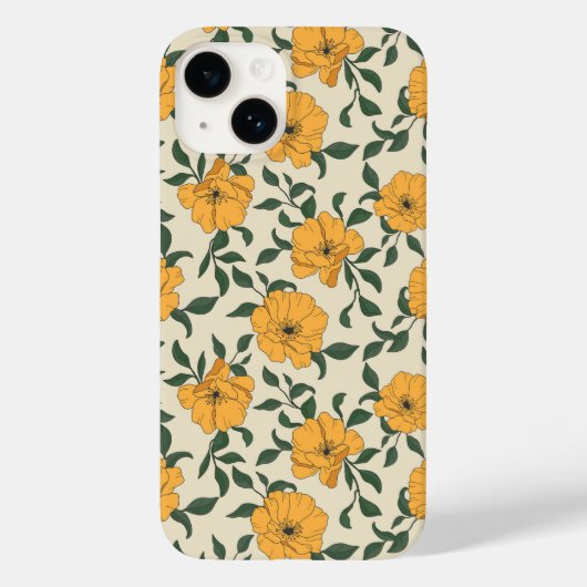 オレンジ色のポピーの花柄 Case-Mate iPhoneケース (裏面)