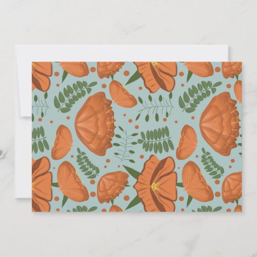 オレンジ色のポピーの赤ちゃんシャワー(距離) 招待状 (裏面)