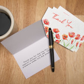 オレンジ色のポピー花の春のベイビーシャワー サンキューカード