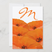 オレンジ色のポピー ウェディング 招待状 (裏面)