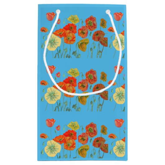 オレンジ色のポピー ポピーのアイスランド フラワギフトバッグ スモールペーパーバッグ (裏面)