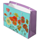 オレンジ色のポピー ポピーの花 水彩ギフトバッグ ラージペーパーバッグ (裏面アングル)