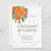 オレンジ色のポピー 現代の結婚式 ボタニカル 招待状 (正面)