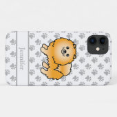 オレンジ色のポメラニアンのかわいいキャラクターデザインの犬と名前 Case-Mate iPhoneケース (裏面(横))